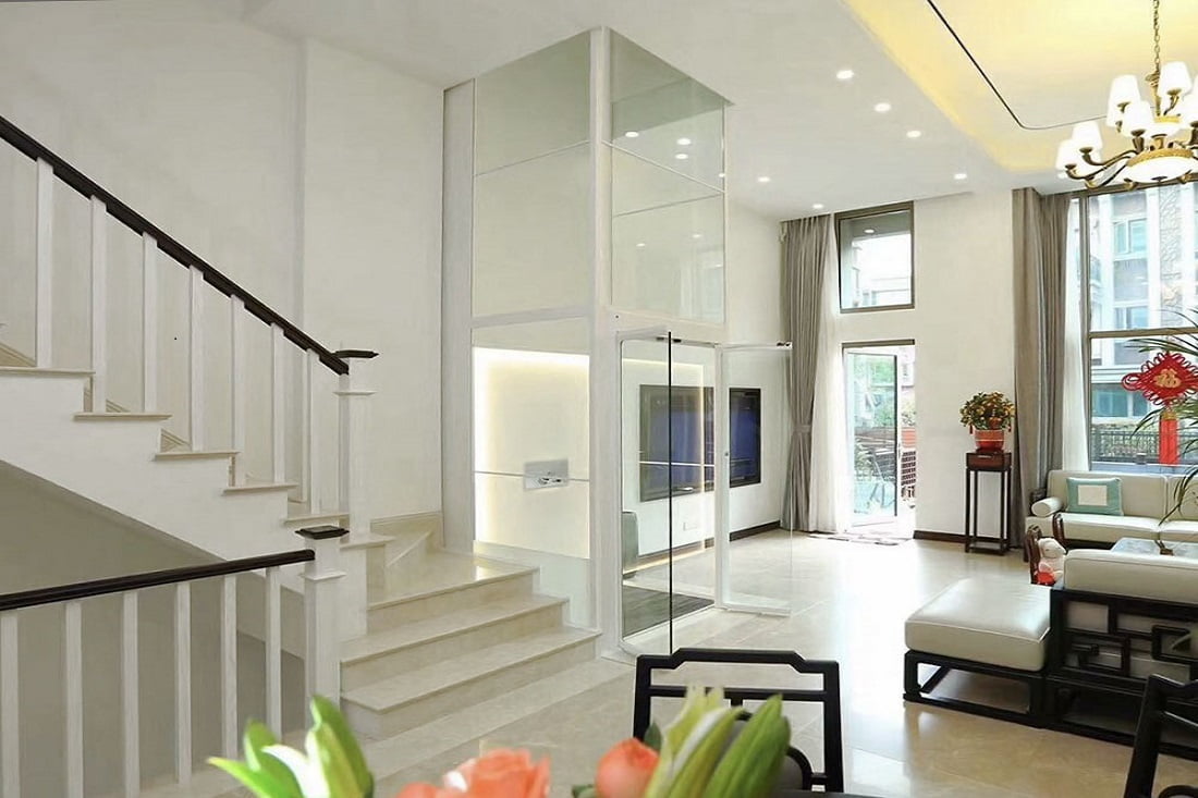 villa asansörü cam kapılı
